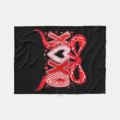 Xoxo Funny Valentines Day Love Coquette Bow Checke フリースブランケット (正面(横))