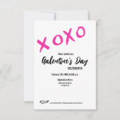 XOXO Galentine's Day PINK WHITE VALENTINESパーティー 招待状 (正面)