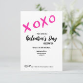 XOXO Galentine's Day PINK WHITE VALENTINESパーティー 招待状 (スタンド正面)