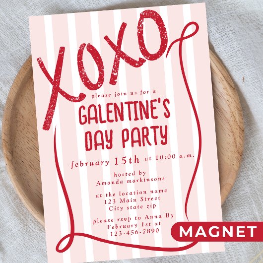 XOXO Hand Drawn Galentine’s Day Party マグネット招待状