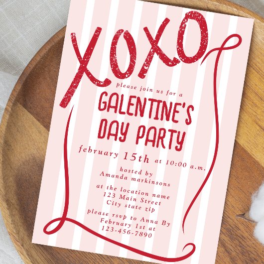 XOXO Hand Drawn Galentine’s Day Party 招待状