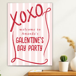 XOXO Hand Drawn Galentine’s Day Party Welcome ポスター