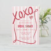 XOXO Hand Drawn Pink Bridal Shower Party 招待状 (スタンド正面)