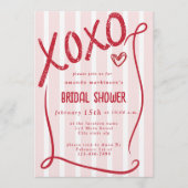 XOXO Hand Drawn Pink Bridal Shower Party 招待状 (正面)