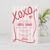 XOXO Hand Drawn Pink Bridal Shower Party 招待状 (スタンド正面)