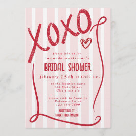 XOXO Hand Drawn Pink Bridal Shower Party 招待状