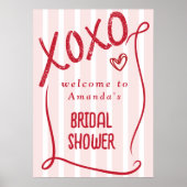 XOXO Hand Drawn Pink Bridal Shower Welcome ポスター (正面)