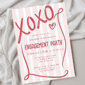 XOXO Hand Drawn Pink Engagement Party 招待状
