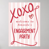 XOXO Hand Drawn Pink Engagement Party Welcome ポスター (正面)