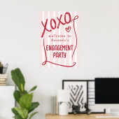 XOXO Hand Drawn Pink Engagement Party Welcome ポスター (ホームオフィス)