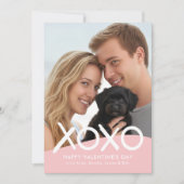 XOXO Happy Valentine's Day Photo Pink Modern シーズンカード (正面)