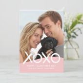 XOXO Happy Valentine's Day Photo Pink Modern シーズンカード (スタンド正面)