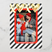 XOXO Heart Couple Photo Valetine's Real Gold 箔シーズンカード (正面)