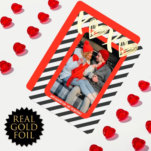 XOXO Heart Couple Photo Valetine's Real Gold 箔シーズンカード