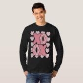XOXO Heart Groovy Valentine's Day Couples Kids Gir Tシャツ (正面フル)