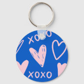XOXO Hearts Keychain – Cute Blue & Pink Key Ring キーホルダー (裏面)