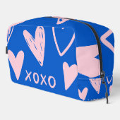 XOXO Hearts Makeup Bag – Cute Blue & Pink Pouch ドップキット (右コーナー)