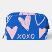 XOXO Hearts Makeup Bag – Cute Blue & Pink Pouch ドップキット (裏面)