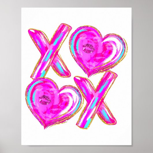 Xoxo Hearts Valentine's Day Women Girls Vday ポスター (正面)