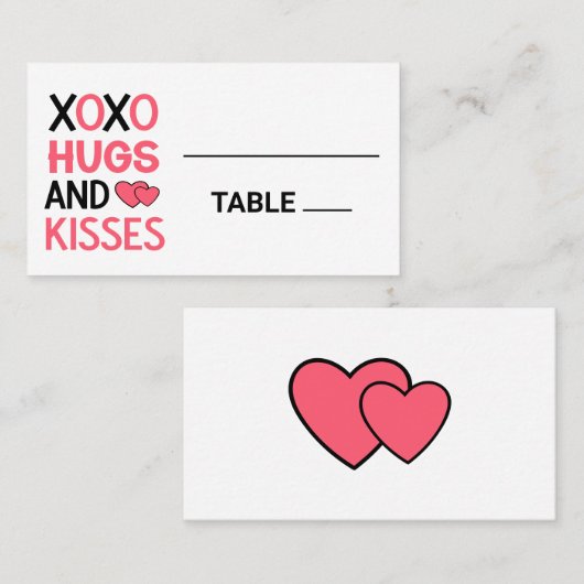 XOXO HUGSキスハートブライダルシャワー結婚の プレイスカード (正面/裏面)