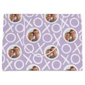 XOXO Hugs & Kisses 2 Custom Photo Purple Modern ラージペーパーバッグ (正面)