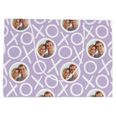 XOXO Hugs & Kisses 2 Custom Photo Purple Modern ラージペーパーバッグ (裏面)