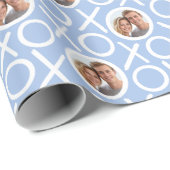 XOXO Hugs & Kisses 2 Photo Blue Brush Script ラッピングペーパー (ロールコーナー)