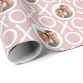 XOXO Hugs & Kisses 2 Photo Dusty Pink Brush Script ラッピングペーパー (ロールコーナー)