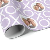 XOXO Hugs & Kisses 2 Photo Purple Brush Script ラッピングペーパー (ロールコーナー)