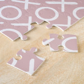 XOXO Hugs & Kisses Custom Photo Dusty Pink Modern ジグソーパズル (側面)