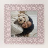 XOXO Hugs & Kisses Custom Photo Dusty Pink Modern ジグソーパズル (横)