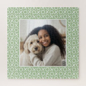XOXO Hugs & Kisses Custom Photo Green Modern ジグソーパズル (縦)