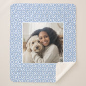 XOXO Hugs & Kisses Custom Photo Modern Blue シェルパブランケット (正面)