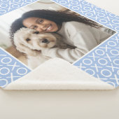 XOXO Hugs & Kisses Custom Photo Modern Blue シェルパブランケット (3/4)