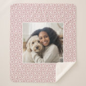 XOXO Hugs & Kisses Custom Photo Modern Dusty Pink シェルパブランケット (正面)