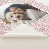 XOXO Hugs & Kisses Custom Photo Modern Dusty Pink シェルパブランケット (3/4)