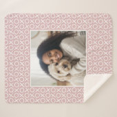 XOXO Hugs & Kisses Custom Photo Modern Dusty Pink シェルパブランケット (正面(横))