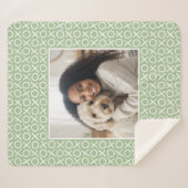 XOXO Hugs & Kisses Custom Photo Modern Green シェルパブランケット (正面(横))