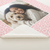 XOXO Hugs & Kisses Custom Photo Modern Pastel Pink シェルパブランケット (3/4)