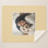 XOXO Hugs & Kisses Custom Photo Modern Yellow シェルパブランケット (正面(横))