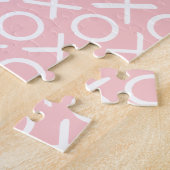 XOXO Hugs & Kisses Custom Photo Pastel Pink Modern ジグソーパズル (側面)