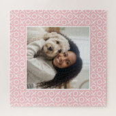 XOXO Hugs & Kisses Custom Photo Pastel Pink Modern ジグソーパズル (横)