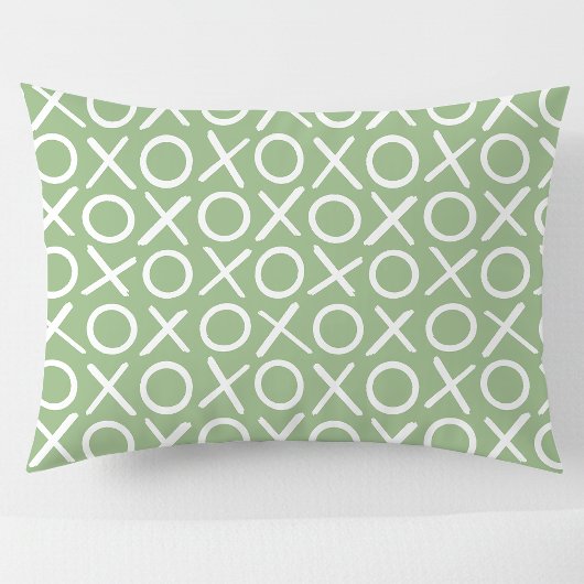 XOXO Hugs & Kisses Green Cute Modern Pattern 枕カバー
