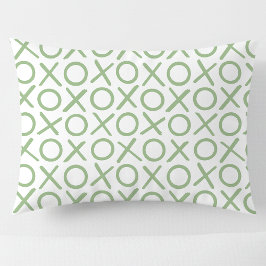 XOXO Hugs & Kisses Green White Modern Pattern 枕カバー
