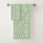 XOXO Hugs & Kisses Monogrammed Name Green Modern バスタオルセット (インサイチュ)