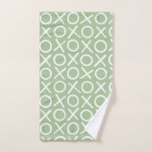 XOXO Hugs & Kisses Monogrammed Name Green Modern バスタオルセット (ハンドタオル)
