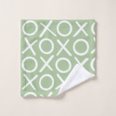 XOXO Hugs & Kisses Monogrammed Name Green Modern バスタオルセット (ウォッシュタオル)