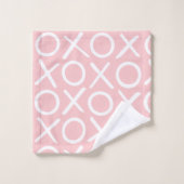 XOXO Hugs & Kisses Monogrammed Pastel Pink Modern バスタオルセット (ウォッシュタオル)