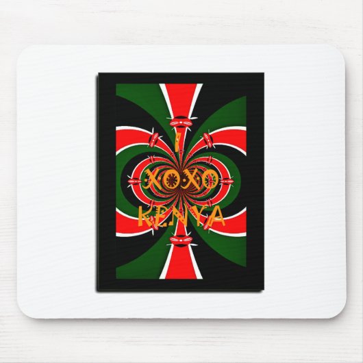 XOXO I Love Kenya Black Red Green National Flag Co マウスパッド (正面)