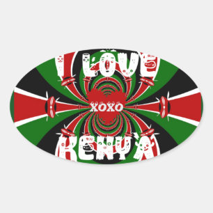 XOXO I Love Kenya Hakuna Matata Gives 楕円形シール